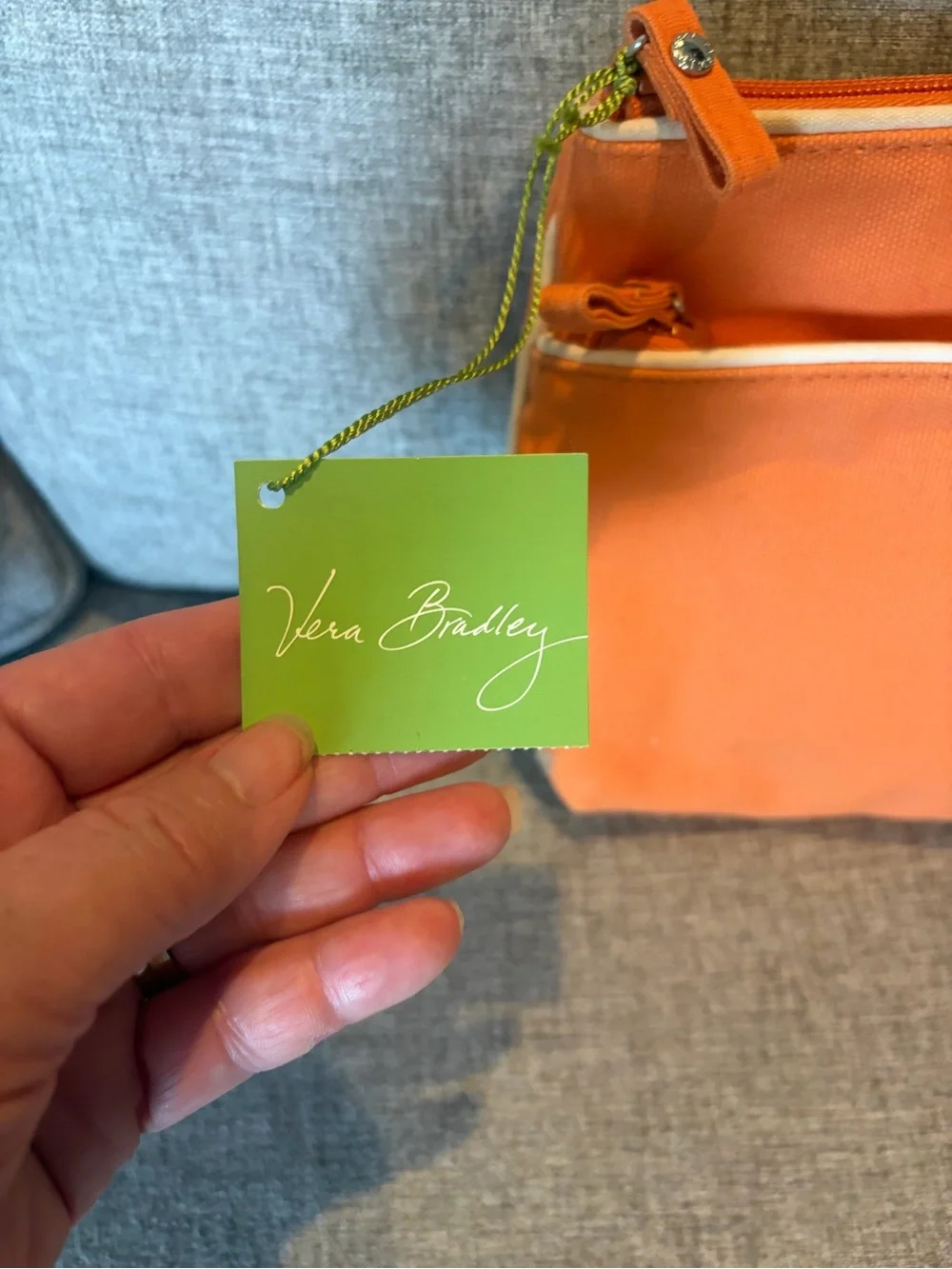 Vera Bradley Orange Canvas Pouch with Logo Patch